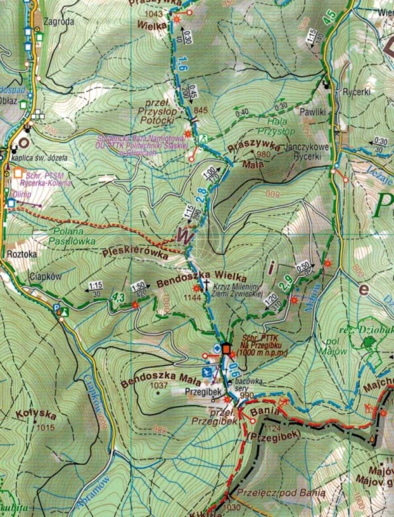 Beskid Żywiecki 1:50 000. Mapa laminowana wydawnictwa Compass. Fragment 3