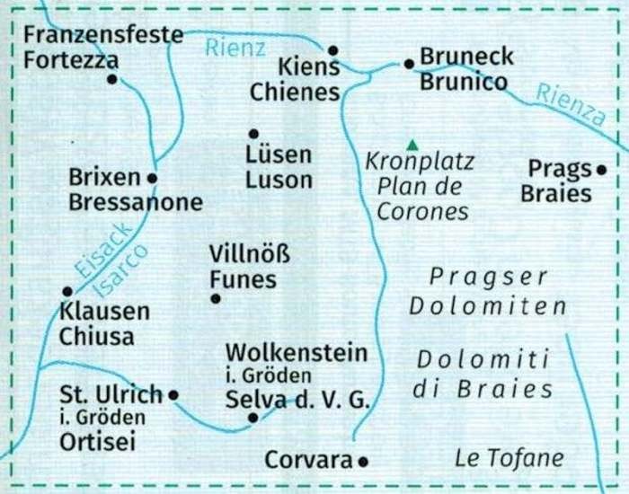 Dolomity. Mapa turystyczna 1 - zasięg