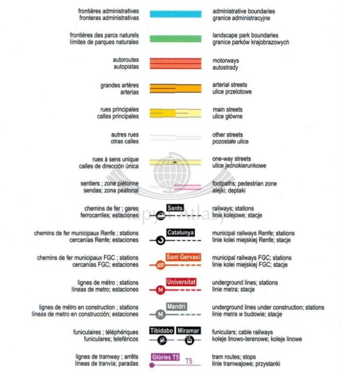 Barcelona 1:20 000. Laminowany plan miasta wydawnictwa ExpressMap. Legenda 1