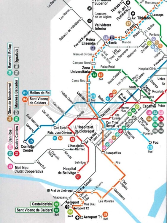 Barcelona 1:20 000. Laminowany plan miasta wydawnictwa ExpressMap. Schemat metra - fragment