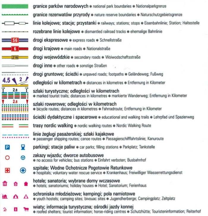 Wybrzeże Środkowe, część zachodnia. Laminowana mapa turystyczna wydawnictwa ExpressMap. Legenda 1