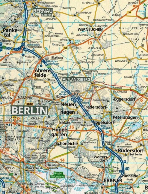 Niemcy 1:200 000 / Europa 1:4 500 000. Atlas samochodowy wydawnictwa ADAC. Niemcy - przykładowy arkusz 2 - fragment