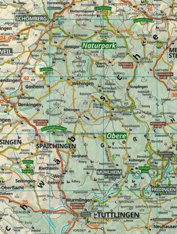 Niemcy 1:200 000 / Europa 1:4 500 000. Atlas samochodowy wydawnictwa ADAC. Niemcy - przykładowy arkusz 3 - fragment
