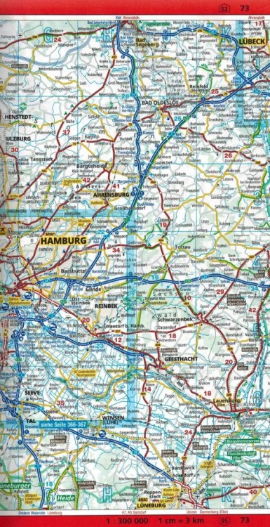 Niemcy, Europa. Atlas samochodowy Grosse wydawnictwa ADAC. Przykładowy arkusz 1