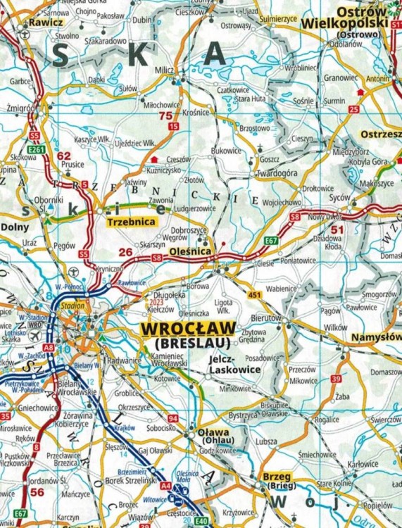 Niemcy, Europa. Atlas samochodowy Grosse wydawnictwa ADAC. Europa - przykładowy arkusz 1 - fragment