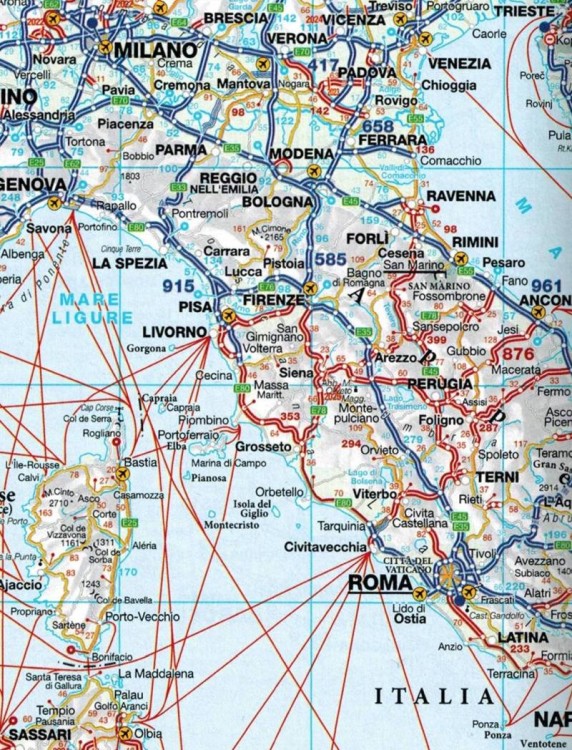 Niemcy, Europa. Atlas samochodowy Grosse wydawnictwa ADAC. Mapa poglądowa Europy - przykładowy arkusz - fragment