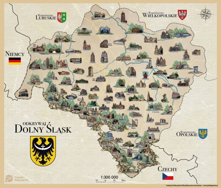 Odkrywaj Dolny Śląsk. Mapa zdrapka - wersja złota. Po zdrapaniu