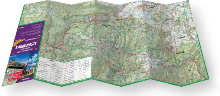 Karkonosze i Góry Izerskie. Przewodnik light + laminowana mapa wydawnictwa ExpressMap. Rozłożona mapa