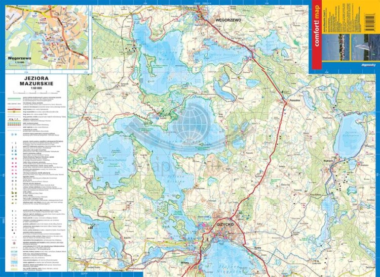 Jeziora Mazurskie. Laminowana mapa żeglarska wydawnictwa ExpressMap. Rozłożona mapa część 2 - strona 1