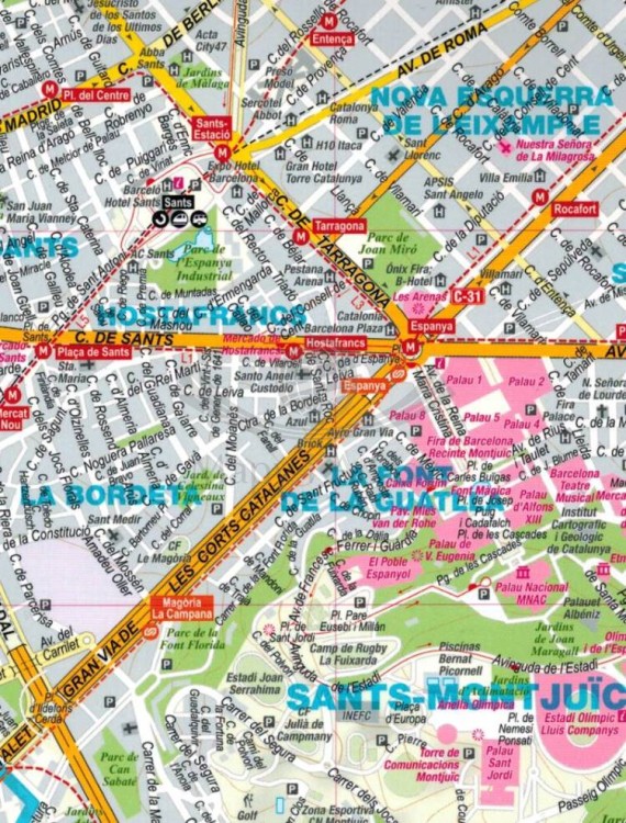 Barcelona 1:20 000. Laminowany plan miasta wydawnictwa ExpressMap. Fragment 2