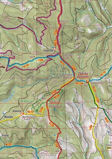 Białe Karpaty, Góry Inowieckie / Biele Karpaty, Povazsky Inovec. Mapa turystyczna 1074 wydawnictwa Shocart. Fragment 2