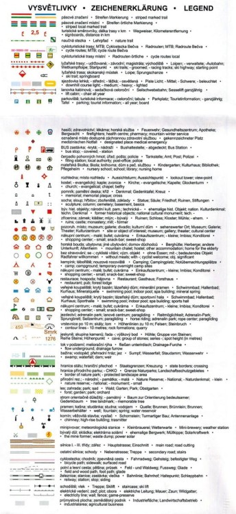 Beskid Śląsko-Morawski, cz. południowa / Beskydy Jih. Mapa turystyczna 98 wydawnictwa Geodezie On Line. Legenda