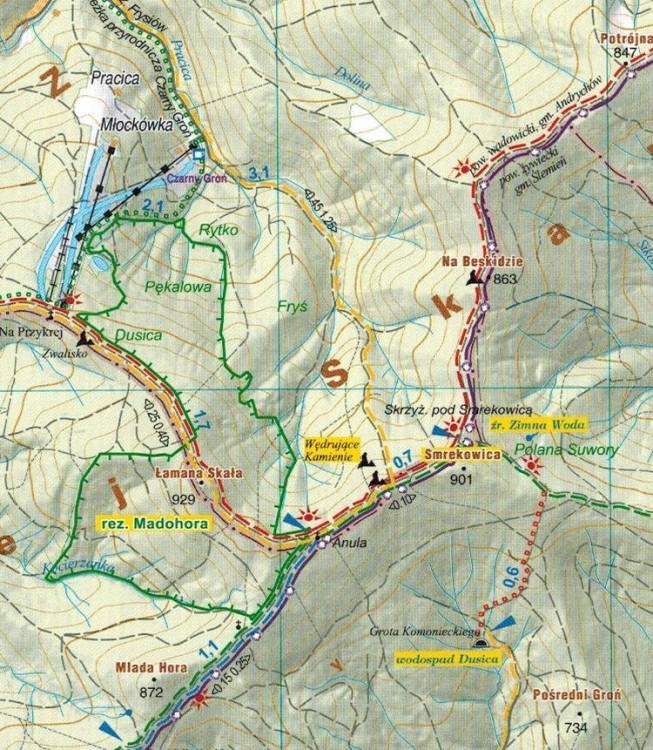Beskid Mały 1:25 000. Mapa turystyczna wydawnictwa Galileos. Fragment 2 - Smrekowica