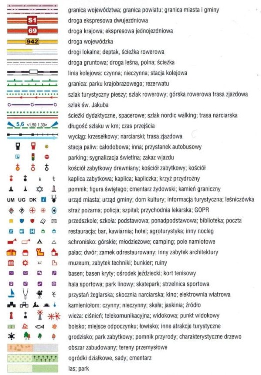 Beskid Mały 1:25 000. Mapa turystyczna wydawnictwa Galileos. Legenda