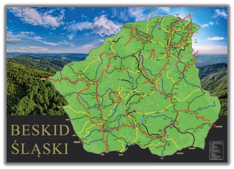 Beskid Śląski. Mapa zdrapka - po zdrapaniu