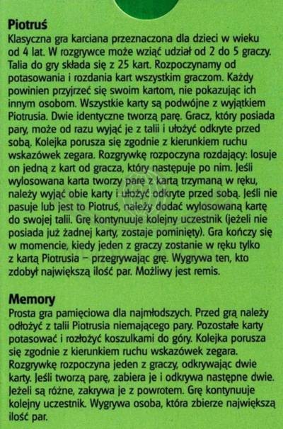 Tatrzańskie zwierzaki. Piotruś i memory. Karty do gry 2 w 1