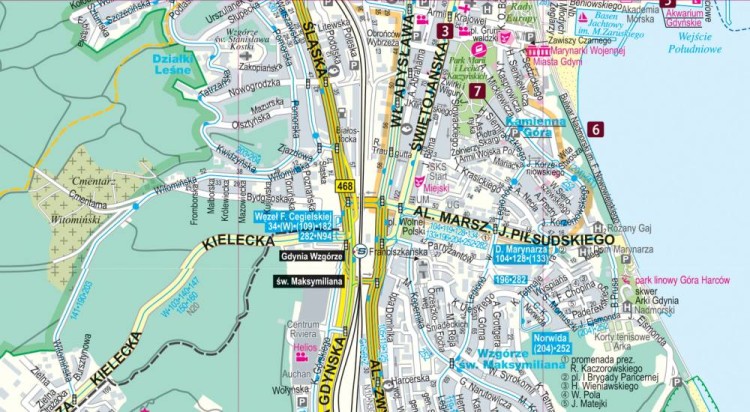 Trójmiasto. Gdańsk, Gdynia, Sopot. Laminowana mapa turystyczna / Plan miasta + Miniprzewodnik wydawnictwa ExpressMap. Fragment