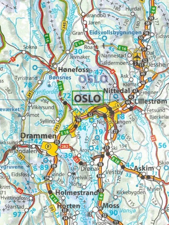 Norwegia. Mapa samochodowa 752 wydawnictwa Michelin. Fragment 1