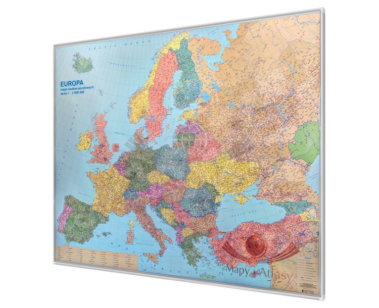 Europa 1:3 000 000. Mapa kodowa magnetyczna. Rama alu SLIM