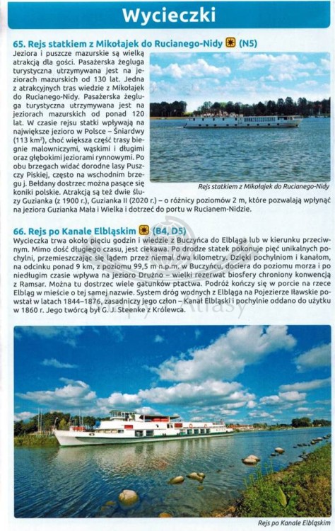Warmia i Mazury. Mapa atrakcji turystycznych wydawnictwa Compass. Informator 2