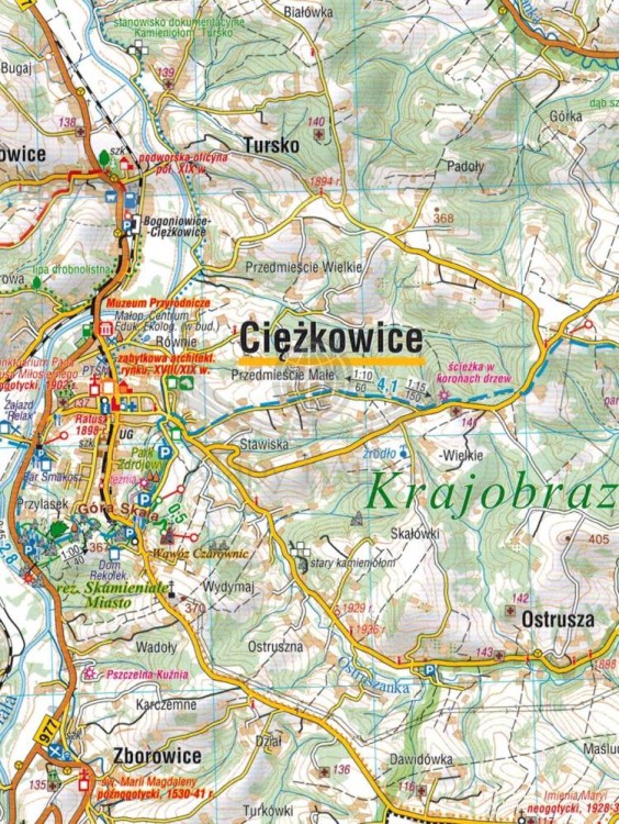 Pogórze Ciężkowickie 1:50 000. Mapa turystyczna wydawnictwa Compass. Fragment 2