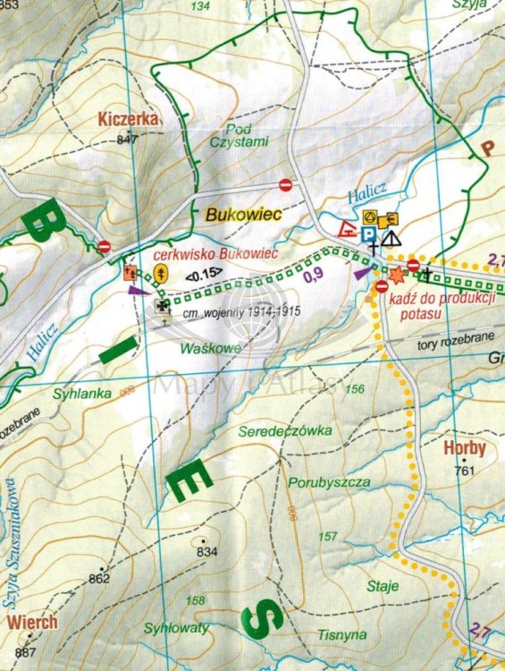 Bieszczady - Worek Bieszczadzki 1:25 000. Mapa turystyczna wydawnictwa Galileos. Fragment 3