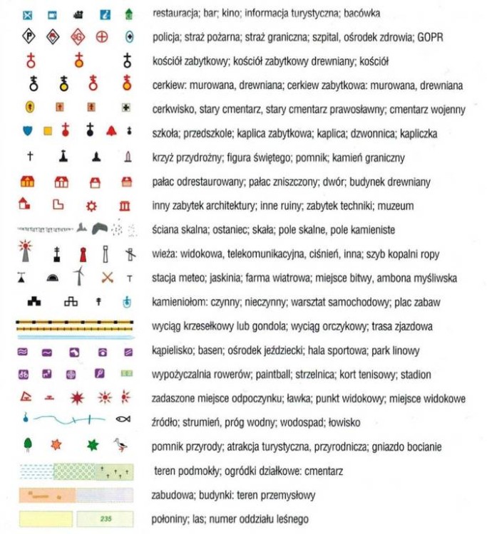 Bieszczady - Worek Bieszczadzki 1:25 000. Mapa turystyczna wydawnictwa Galileos. Legenda 2