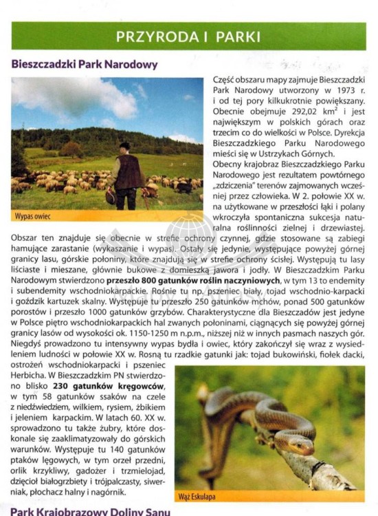 Bieszczady - Worek Bieszczadzki 1:25 000. Mapa turystyczna wydawnictwa Galileos. Informator - fragment