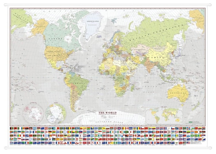 Świat 1:28 000 000. Mapa ścienna polityczna w języku angielskim