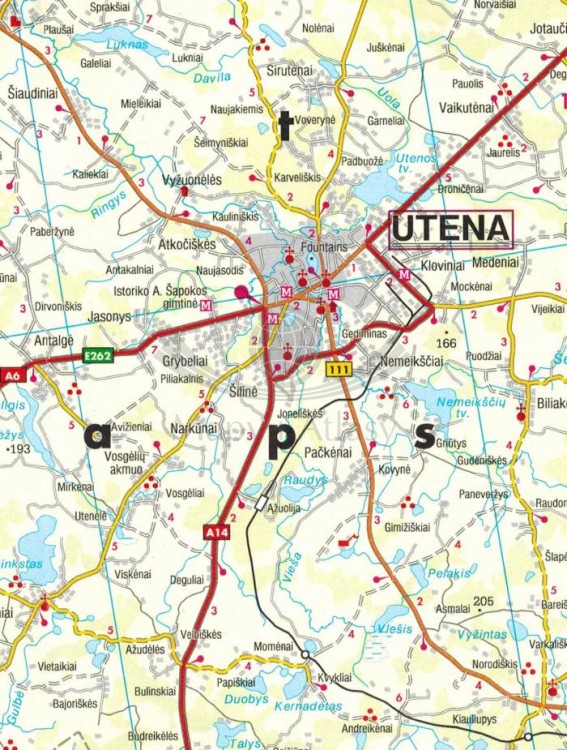 Litwa Północna i Południowa 1:150 000. Mapa samochodowa wydawnictwa Freytag & Berndt. Litwa Północna - fragment 1