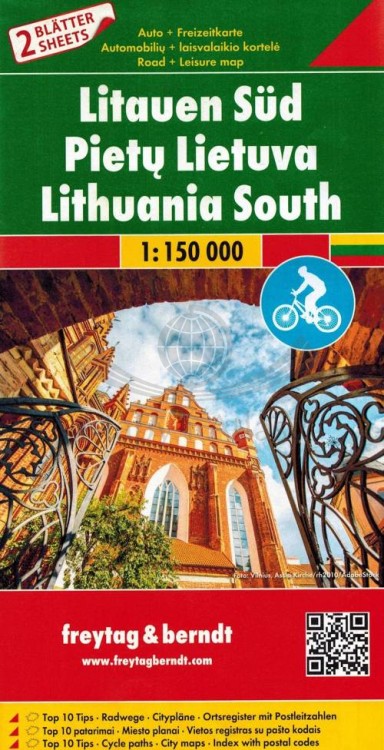 Litwa Północna i Południowa 1:150 000. Mapa samochodowa wydawnictwa Freytag & Berndt.  Okładka Litwy Południowej