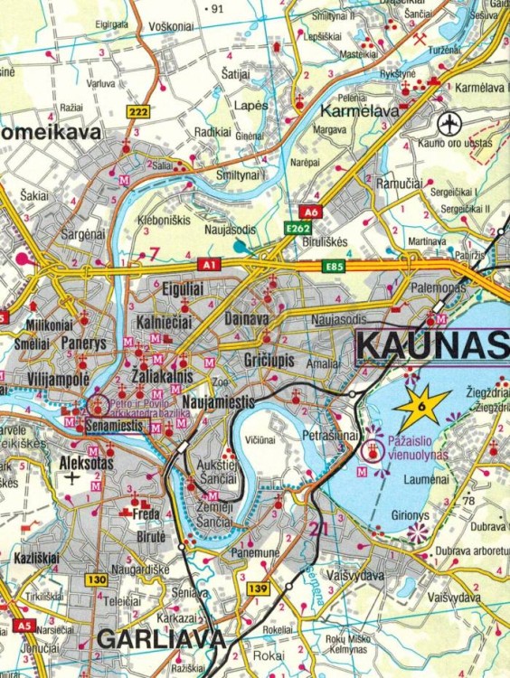 Litwa Północna i Południowa 1:150 000. Mapa samochodowa wydawnictwa Freytag & Berndt. Litwa Południowa - fragment 2