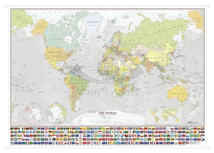 Świat 1:20 000 000. Mapa ścienna polityczna w języku angielskim