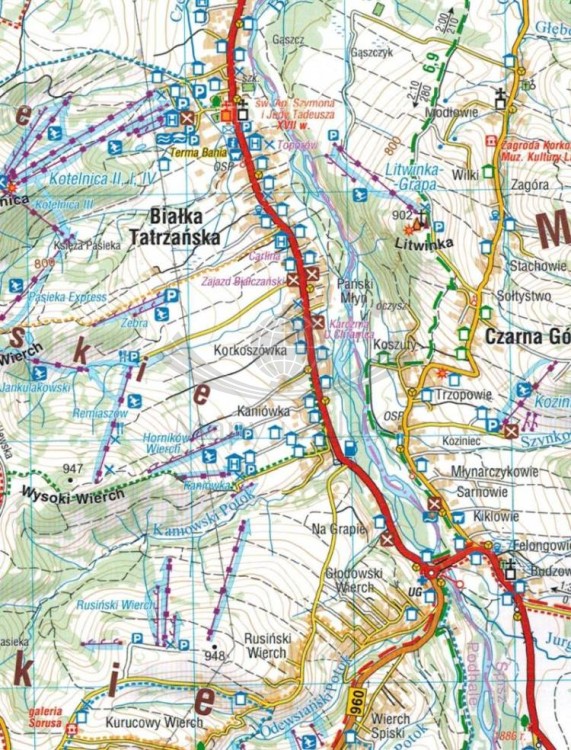 Podhale, Tatry, Orawa, Spisz 1:50 000. Mapa turystyczna wydawnictwa Compass. Fragment 1