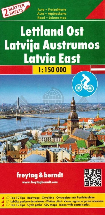 Łotwa Wschodnia i Zachodnia 1.150 000. Mapa samochodowa wydawnictwa Freytag & Berndt. Okładka Łotwy Wschodniej