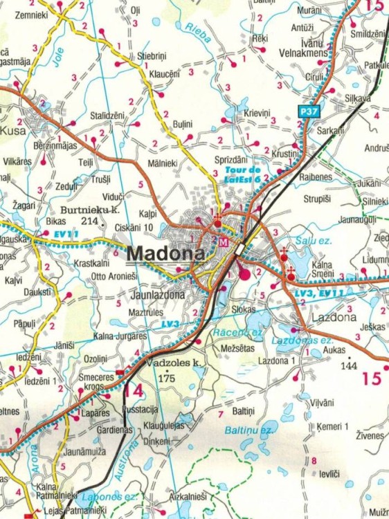 Łotwa Wschodnia i Zachodnia 1.150 000. Mapa samochodowa wydawnictwa Freytag & Berndt. Łotwa Wschodnia - fragment 1
