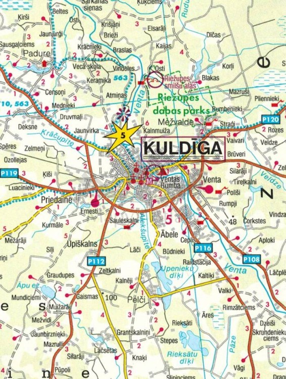 Łotwa Wschodnia i Zachodnia 1.150 000. Mapa samochodowa wydawnictwa Freytag & Berndt. Łotwa Zachodnia- fragment 1