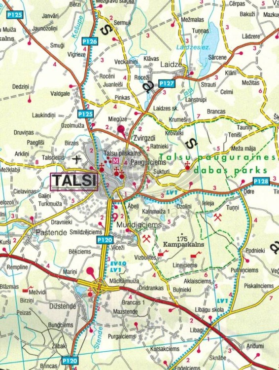 Łotwa Wschodnia i Zachodnia 1.150 000. Mapa samochodowa wydawnictwa Freytag & Berndt. Łotwa Zachodnia- fragment 2