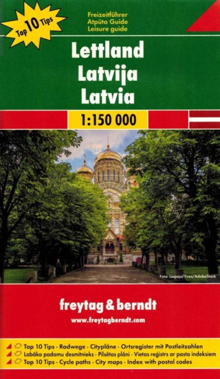 Łotwa Wschodnia i Zachodnia 1.150 000. Mapa samochodowa wydawnictwa Freytag & Berndt. Przewodnik