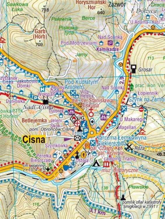 Bieszczady - Cisna 1:25 000. Wodoodporna mapa turystyczna wydawnictwa Galileos. Fragment 1