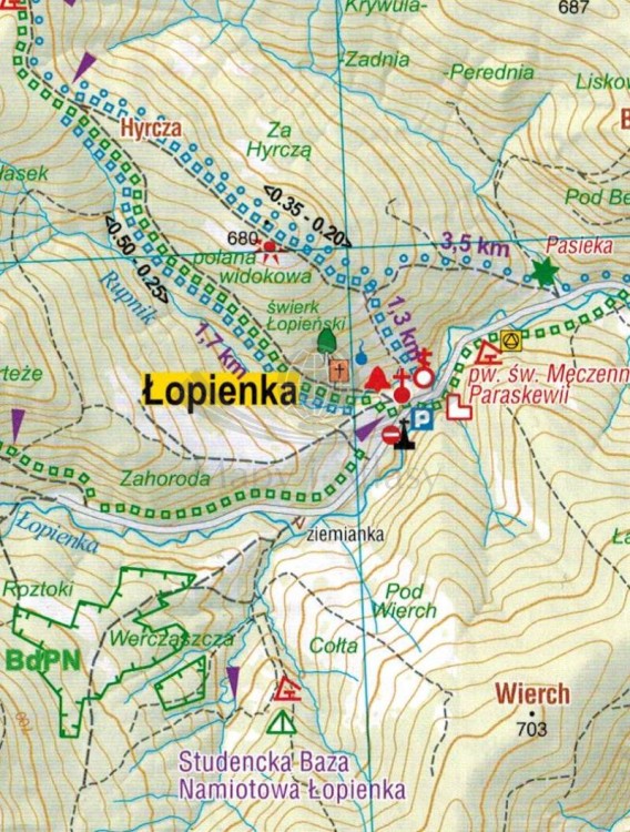 Bieszczady - Cisna 1:25 000. Wodoodporna mapa turystyczna wydawnictwa Galileos. Fragment 2