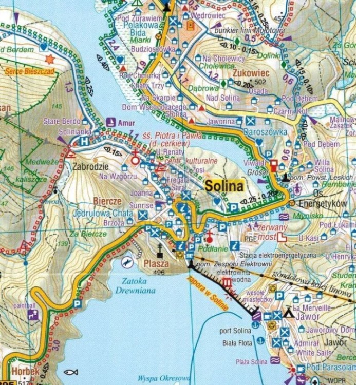 Jezioro Solińskie 1:25 000. Wodoodporna mapa turystyczna wydawnictwa Galileos. Fragment 1