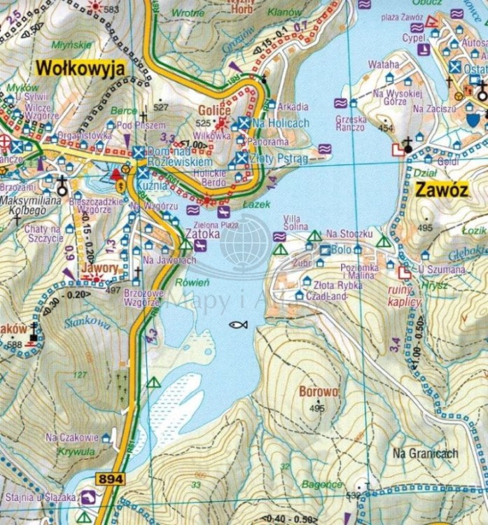 Jezioro Solińskie 1:25 000. Wodoodporna mapa turystyczna wydawnictwa Galileos. Fragment 2