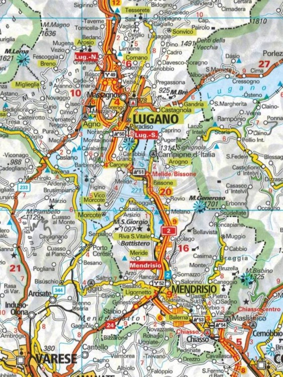 Szwajcaria 1:275 000. Mapa samochodowo-turystyczna wydawnictwa Kümmerly + Frey. Fragment 2