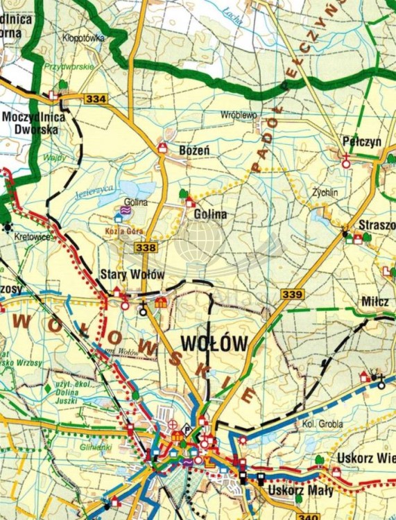Wzgórza Trzebnickie, Dolina Baryczy, Środkowa Odra. Mapa turystyczna dla rowerzystów wydawnictwa Galileos. Fragment 1