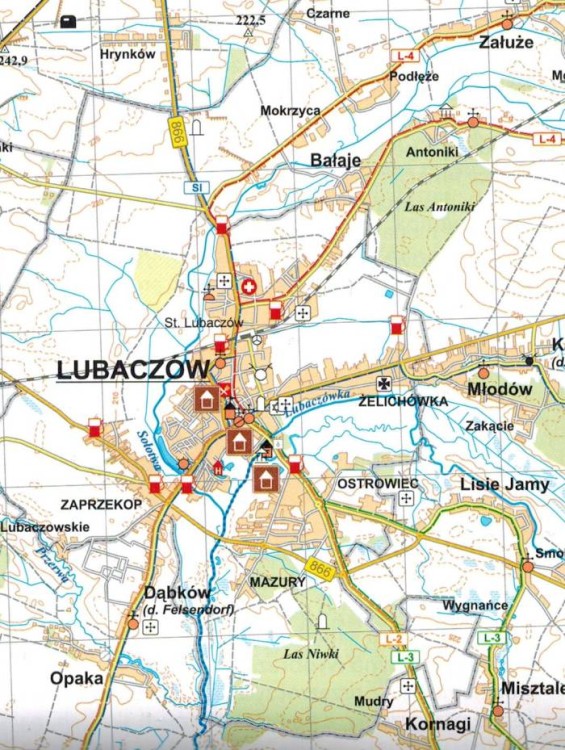 Powiat Lubaczowski 1:75 000. Mapa turystyczna. Fragment 1