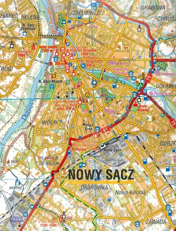 Pogórze Rożnowskie 1:50 000. Laminowana mapa turystyczna wydawnictwa Compass.  Fragment 2