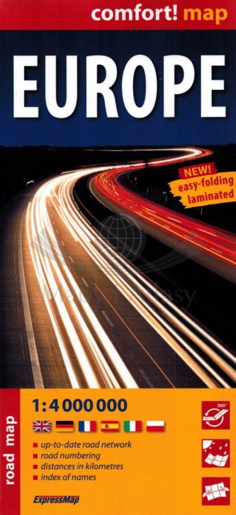 Europa 1:4 000 000. Laminowana mapa samochodowa wydawnictwa ExpressMap. Okładka