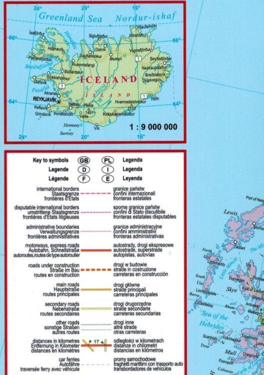 Europa 1:4 000 000. Laminowana mapa samochodowa wydawnictwa ExpressMap. Legenda