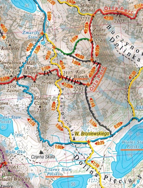 Wysokie Tatry. Mapa turystyczna 701 wydawnictwa Shocart. Fragment 1